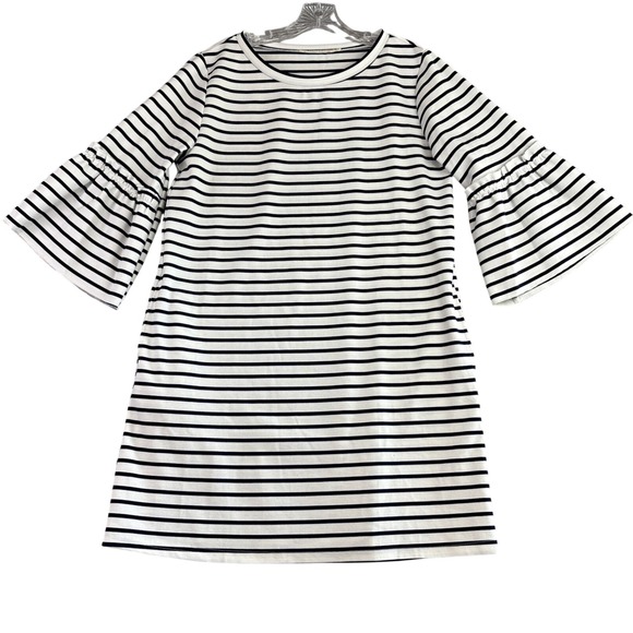 Ellison Womens Striped Dress Bell Sleeve Knit Casual Modest Elegant Large Preppy - Picture 1 of 7